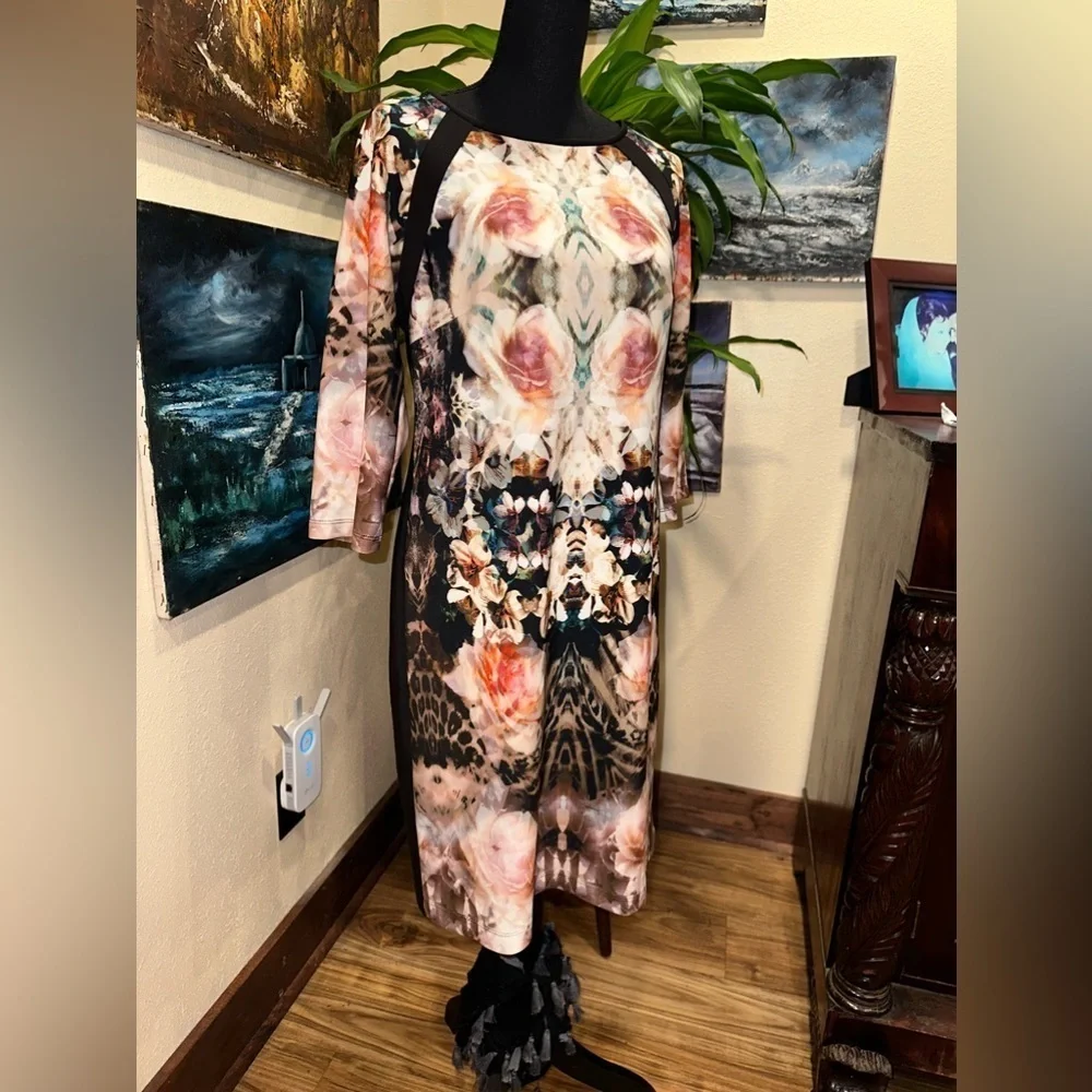 Chris McLaughlin Floral Animal Print Sheath Dress Size 12 - Picture 3 of 8